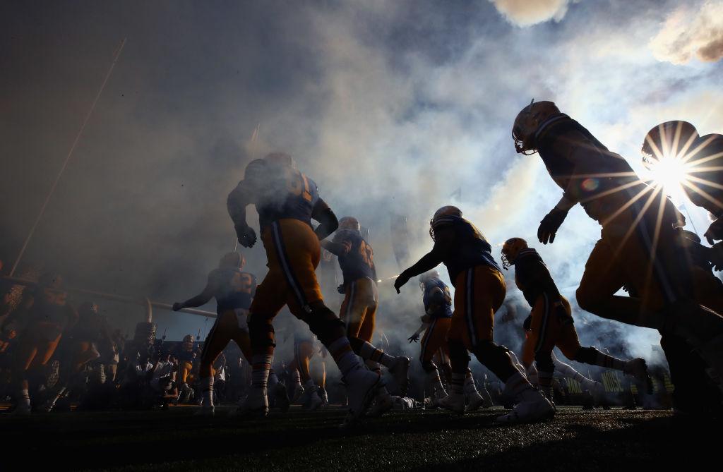 The California Golden Bears run out on to the field for their game against the UCLA Bruins at California Memorial Stadium on October 13, 2018 in Berkeley, California. (Photo by Ezra Shaw/Getty Images)