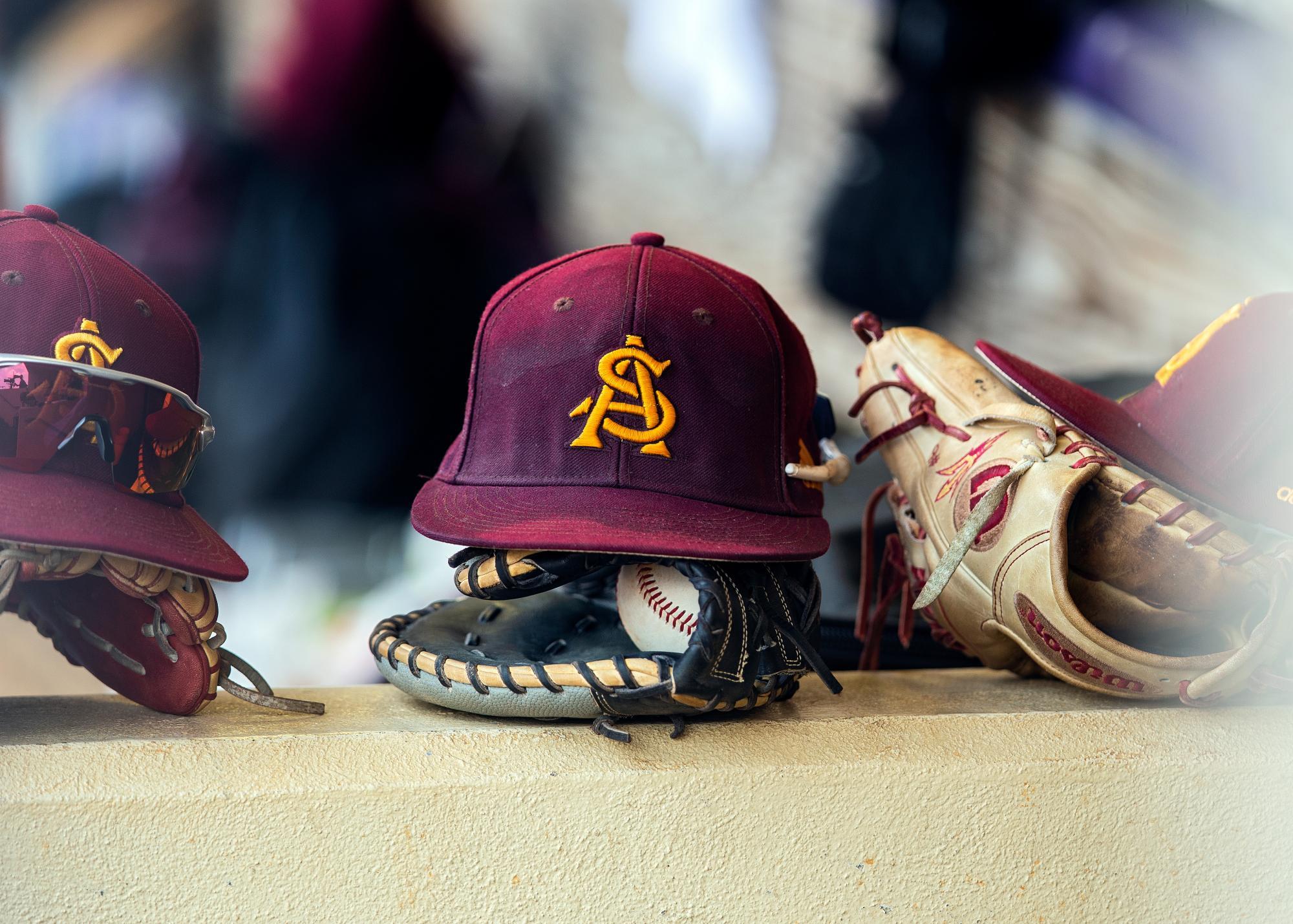  An Arizona State Sun Devils hat rests in the dugout during a game between the Arizona State Sun Devils and the Stony Brook Sea Wolves at Alex Box Stadium in Baton Rouge, Louisiana on June 1, 2019. (Photo by John Korduner/Icon Sportswire via Getty Images)